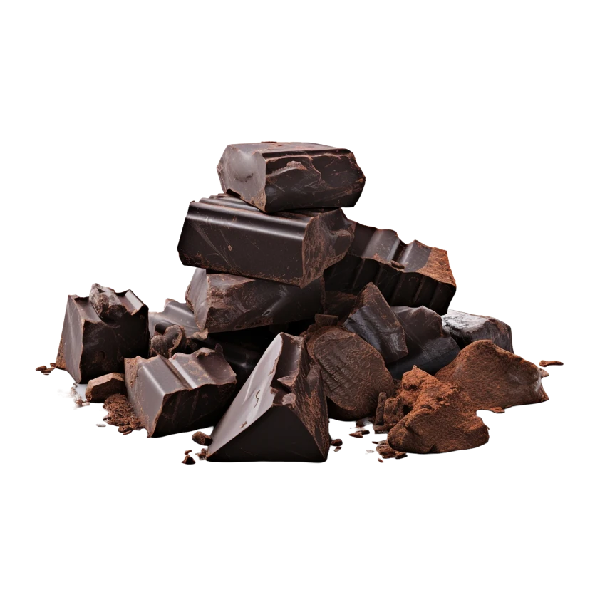 Piezas de chocolate oscuro
