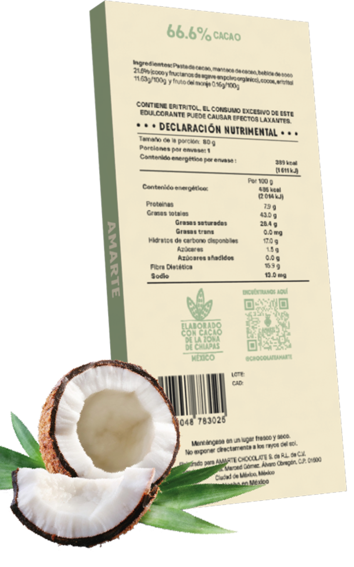 Chocolate Semiamargo Sin Azúcar Añadido Con Bebida De Coco