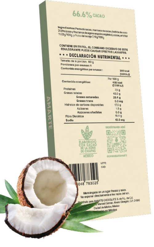 Chocolate Semiamargo Sin Azúcar Añadido Con Bebida De Coco