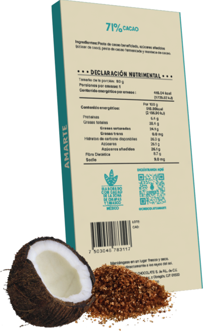 Chocolate Semiamargo Endulzado Con Azúcar de Coco