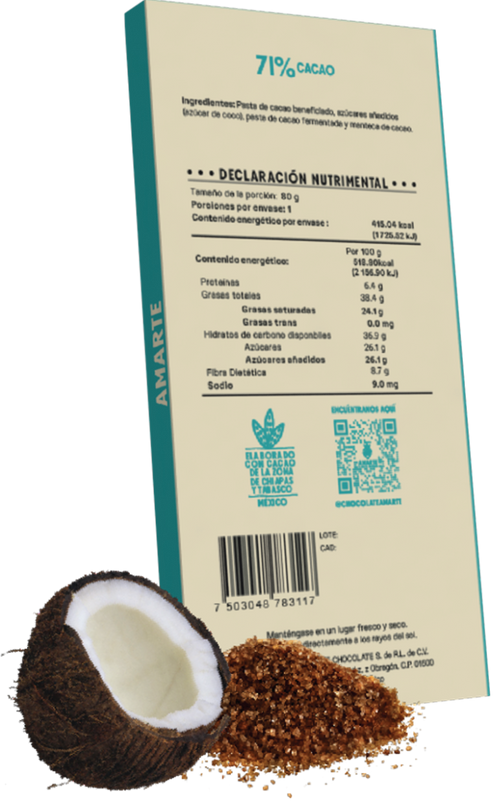 Chocolate Semiamargo Endulzado Con Azúcar de Coco