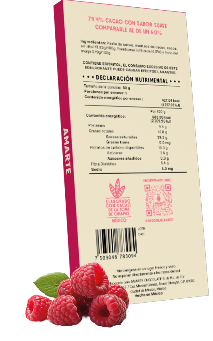 Chocolate Semiamargo Sin Azúcar Añadido Con Frambuesa