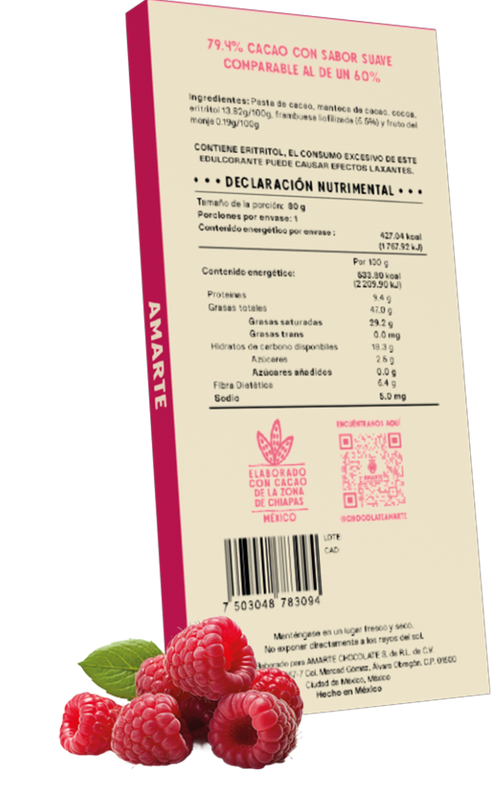 Chocolate Semiamargo Sin Azúcar Añadido Con Frambuesa