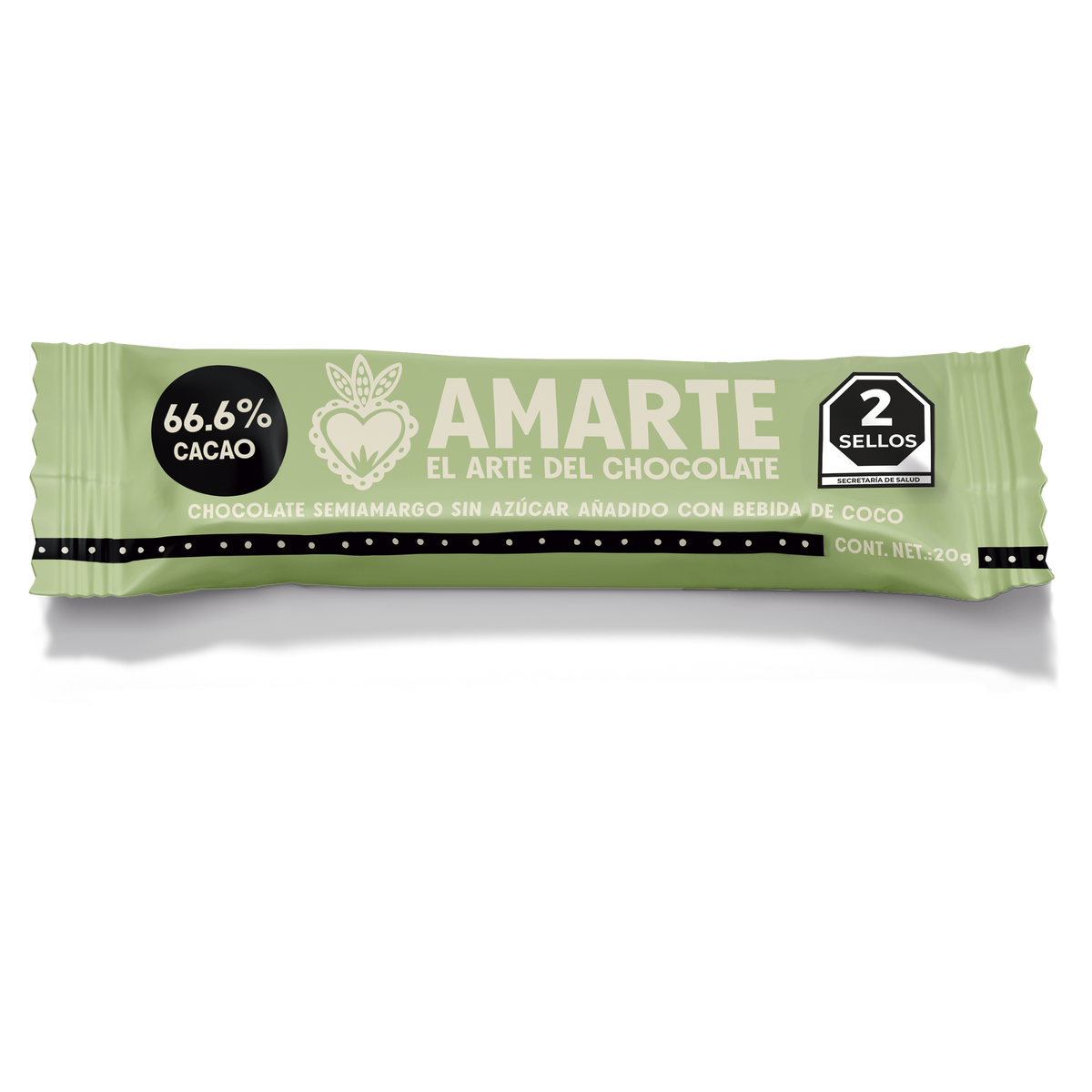 Barrita de 20 g AMARTE con bebida de coco en su envoltura