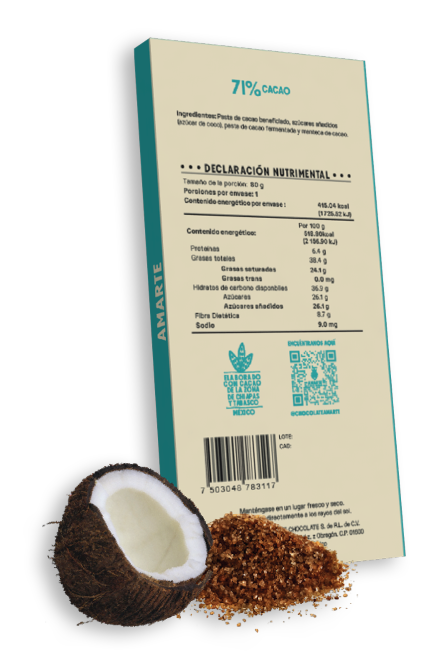 Chocolate Semiamargo Endulzado Con Azúcar de Coco