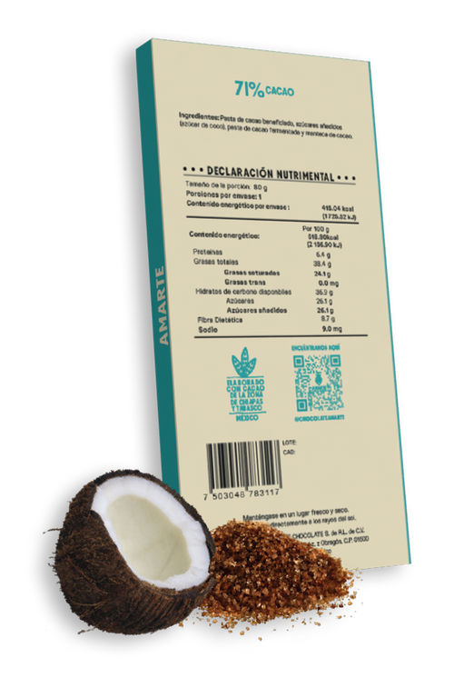 Chocolate Semiamargo Endulzado Con Azúcar de Coco