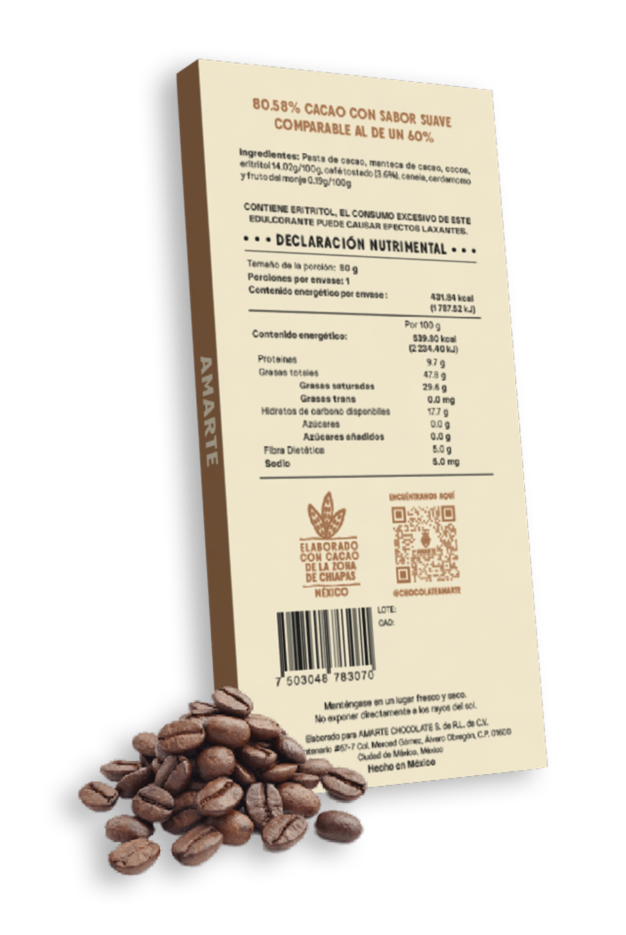 Chocolate Semiamargo Sin Azúcar Con Café