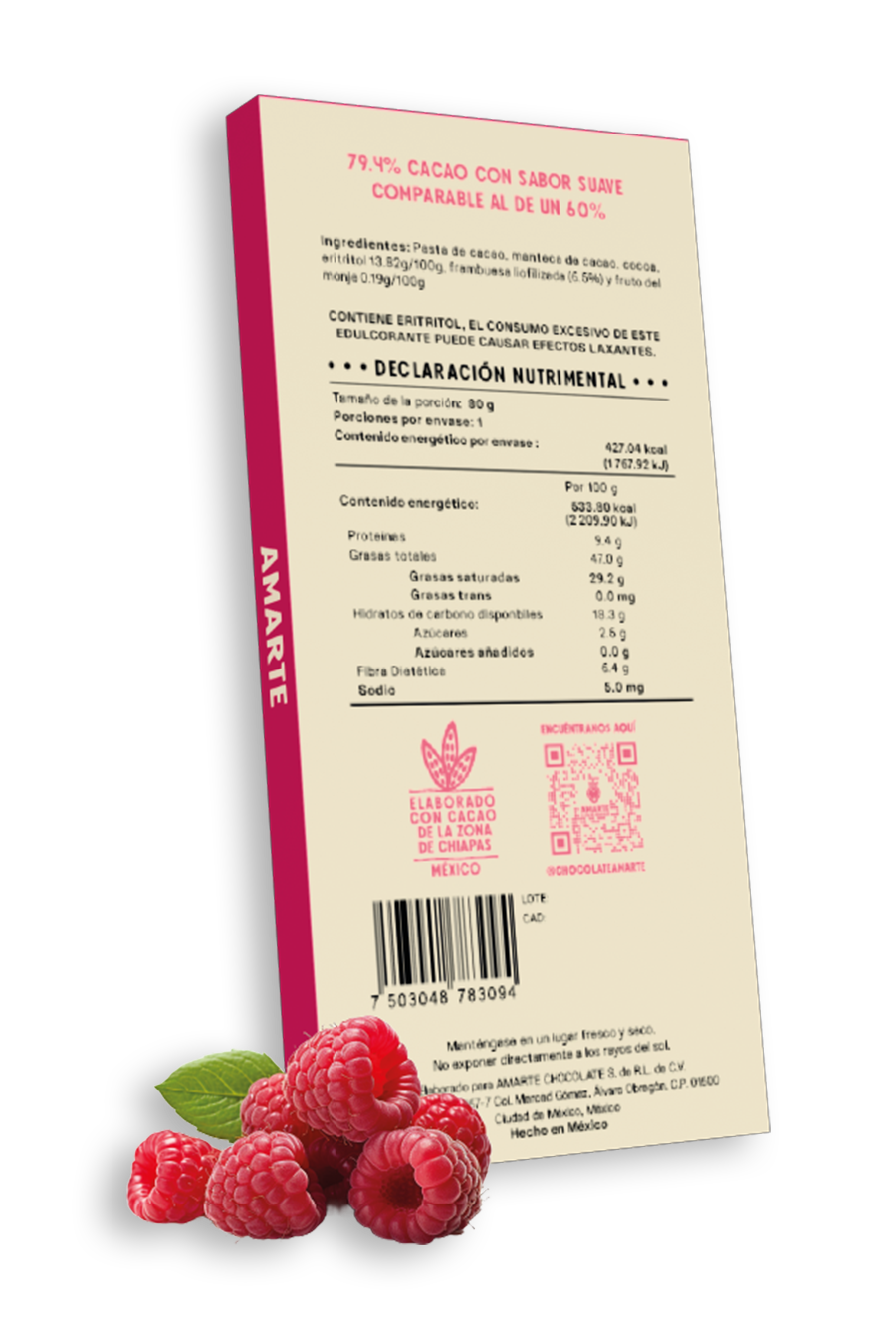 Chocolate Semiamargo Sin Azúcar Añadido Con Frambuesa