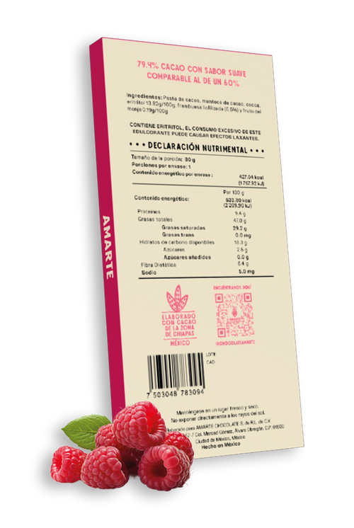 Chocolate Semiamargo Sin Azúcar Añadido Con Frambuesa