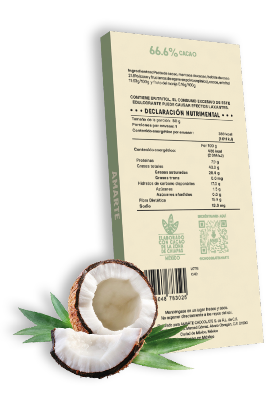 Chocolate Semiamargo Sin Azúcar Añadido Con Bebida De Coco