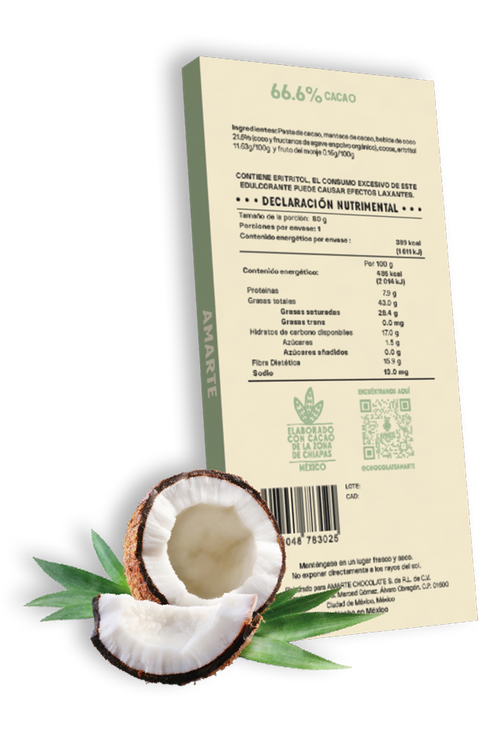 Chocolate Semiamargo Sin Azúcar Añadido Con Bebida De Coco