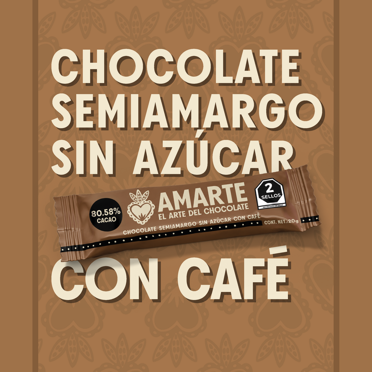 Gráfico promocional de la barrita de 20 g AMARTE con café