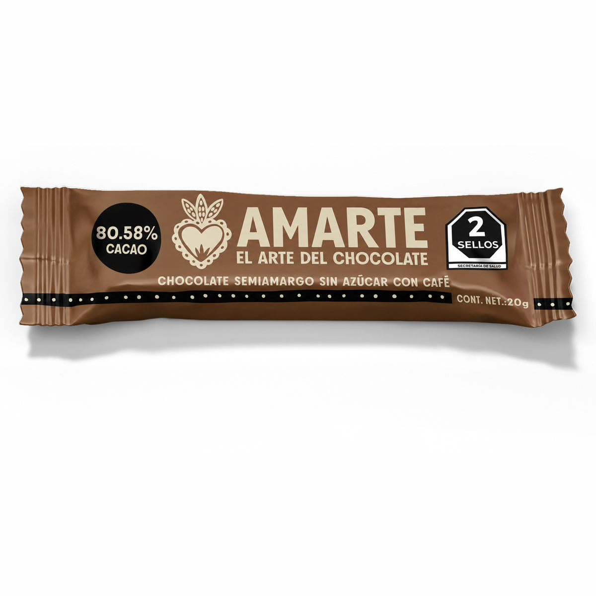 Barrita de 20 g AMARTE con café en su envoltura