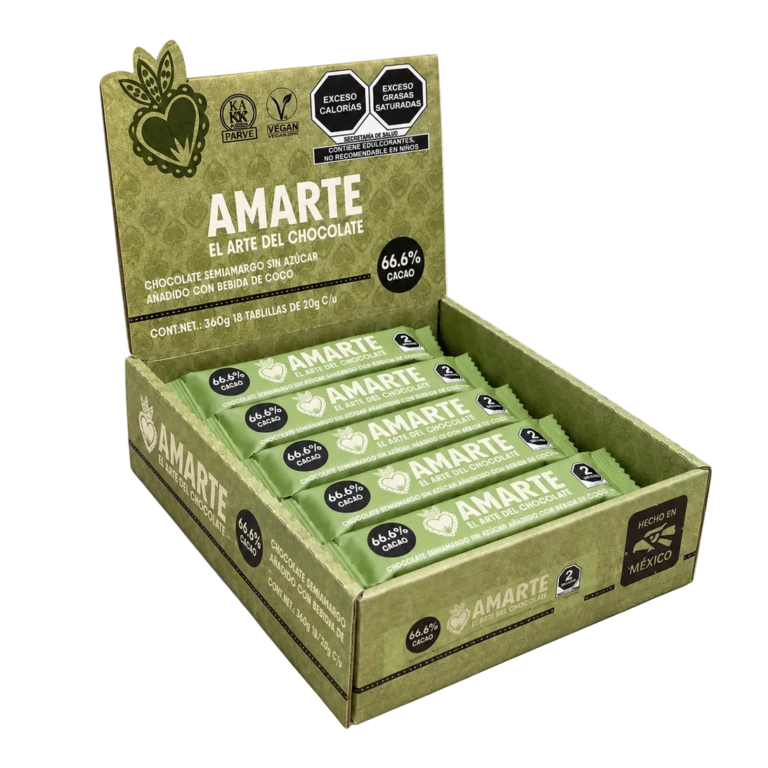 Caja de 18 barritas AMARTE con bebida de coco de 20 g