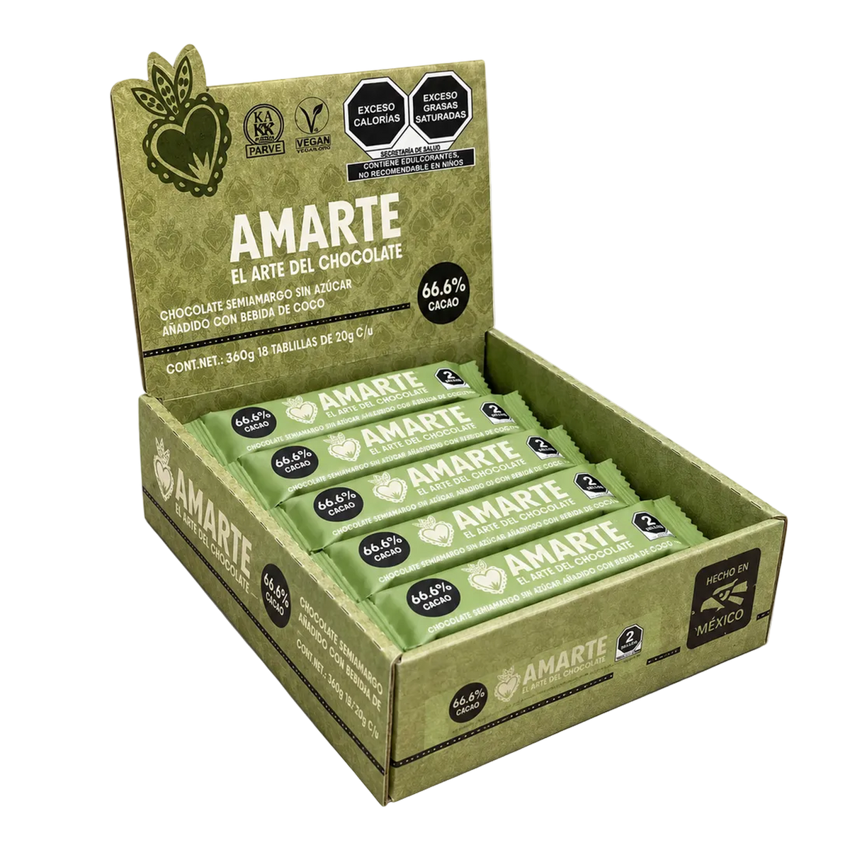 Caja de 18 barritas AMARTE con bebida de coco de 20 g