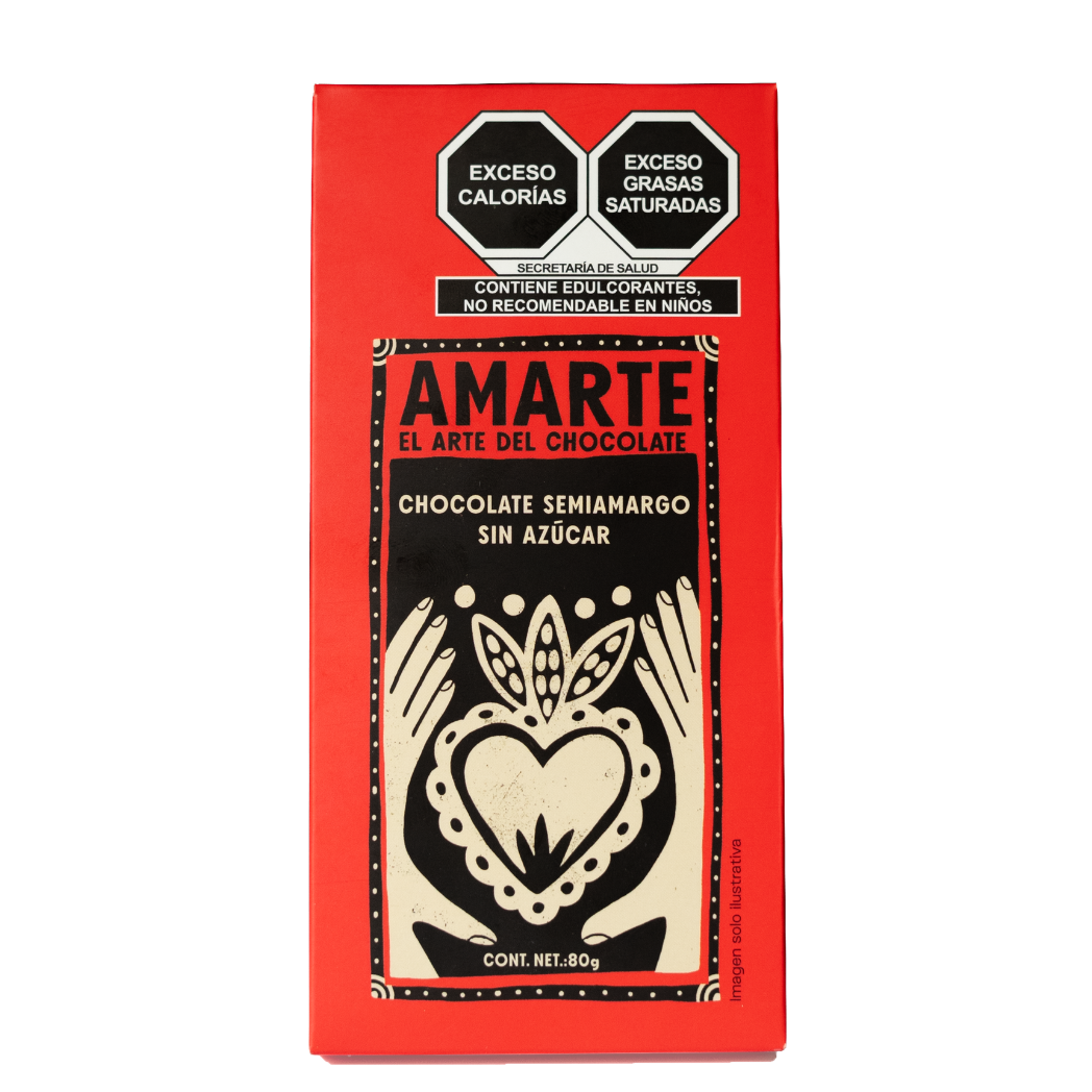 Barra de chocolate AMARTE semiamargo sin azúcar, 80 g