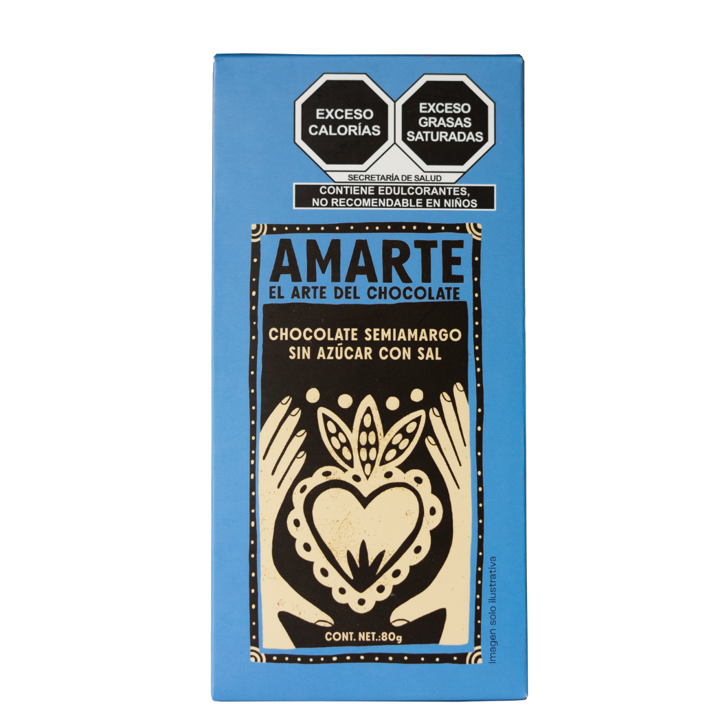 Barra de chocolate AMARTE semiamargo con sal, 80 g