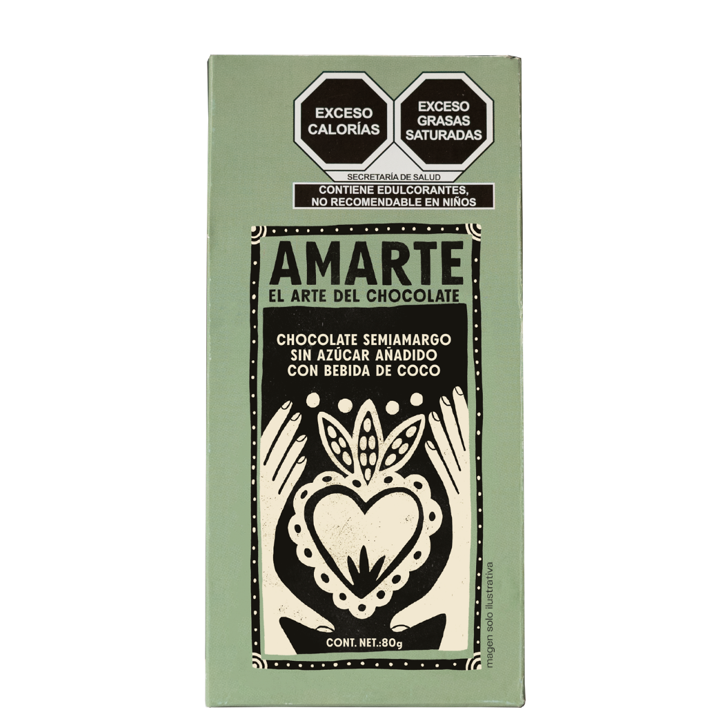 Barra de chocolate AMARTE semiamargo con bebida de coco, 80 g
