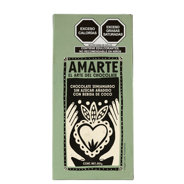 Barra de chocolate AMARTE semiamargo con bebida de coco, 80 g